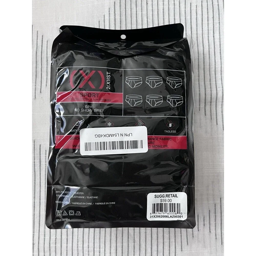 New Men’s 6 Pack No Show Briefs Size Large